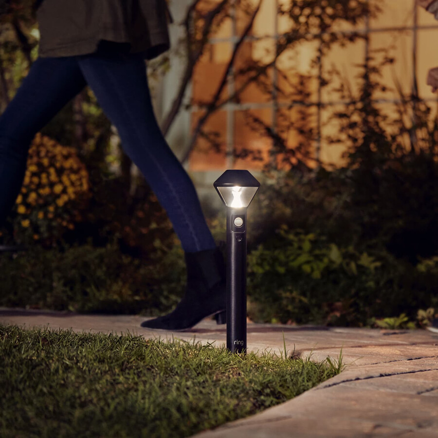 luminária solar circular para caminhos